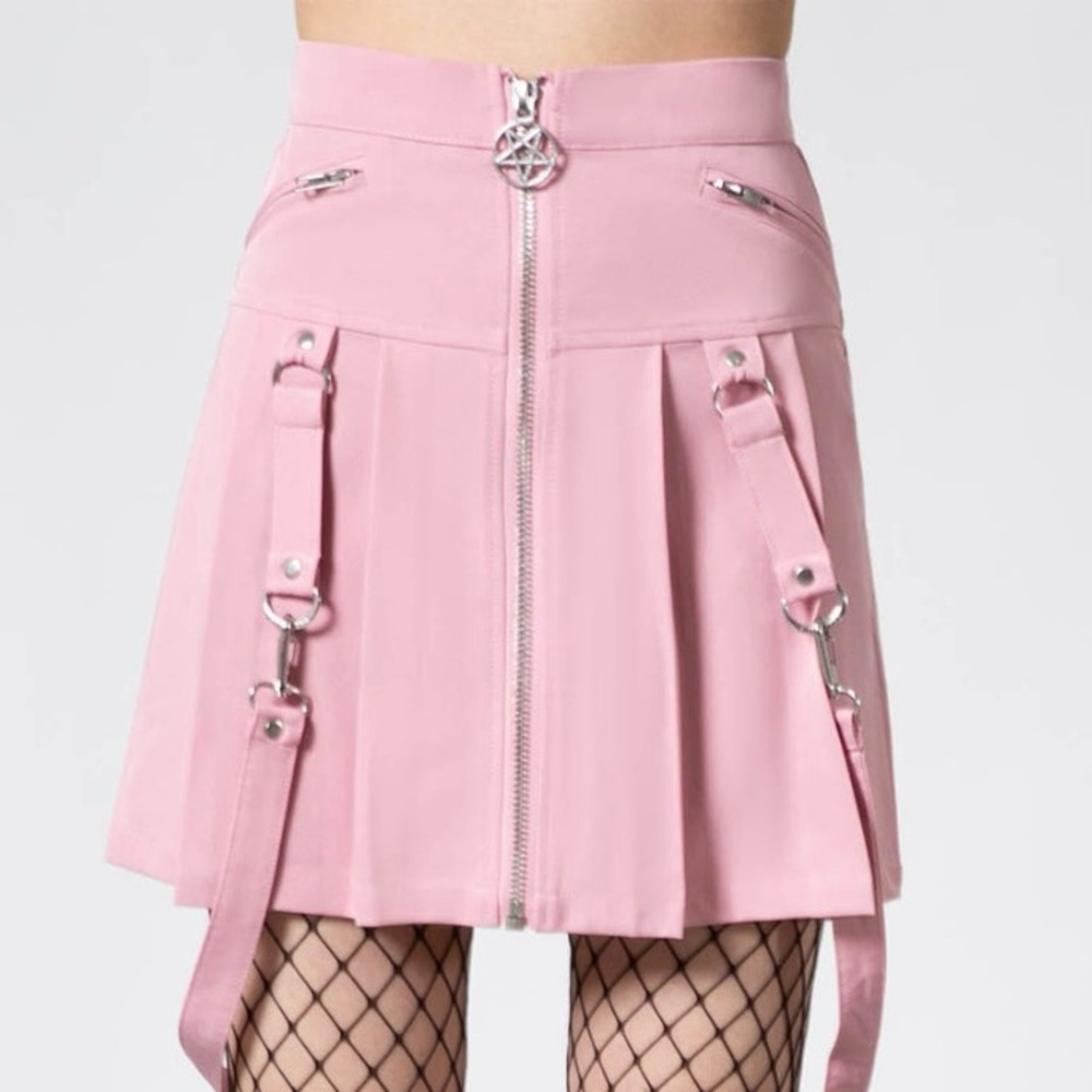 Killstar Blair B*tch Mini Skirt in Pastel Pink. Size XL but fits like L